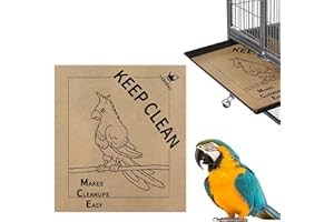 TABABAO Bird Cage Liner, Bird Cage Paper Liners, 100pcs Pre-Cut Large Bird Cage Liners for Parrot, Parakeet, Conure, Cockatiel, Poly-Coated, Poly Coated Paper Cage Liners, 20 X 18 inch, Brown