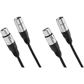 Amazon Basics XLR Microphone Cable for Speaker or PA System, Recording Studio, All Copper Conductors, 6MM PVC Jacket, 50 Foot, Black (Pack of 2)