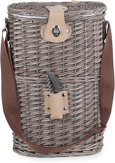 Red Hamper Insulated Bottle Carrier 2 Bottle Willow Cooler with Strap