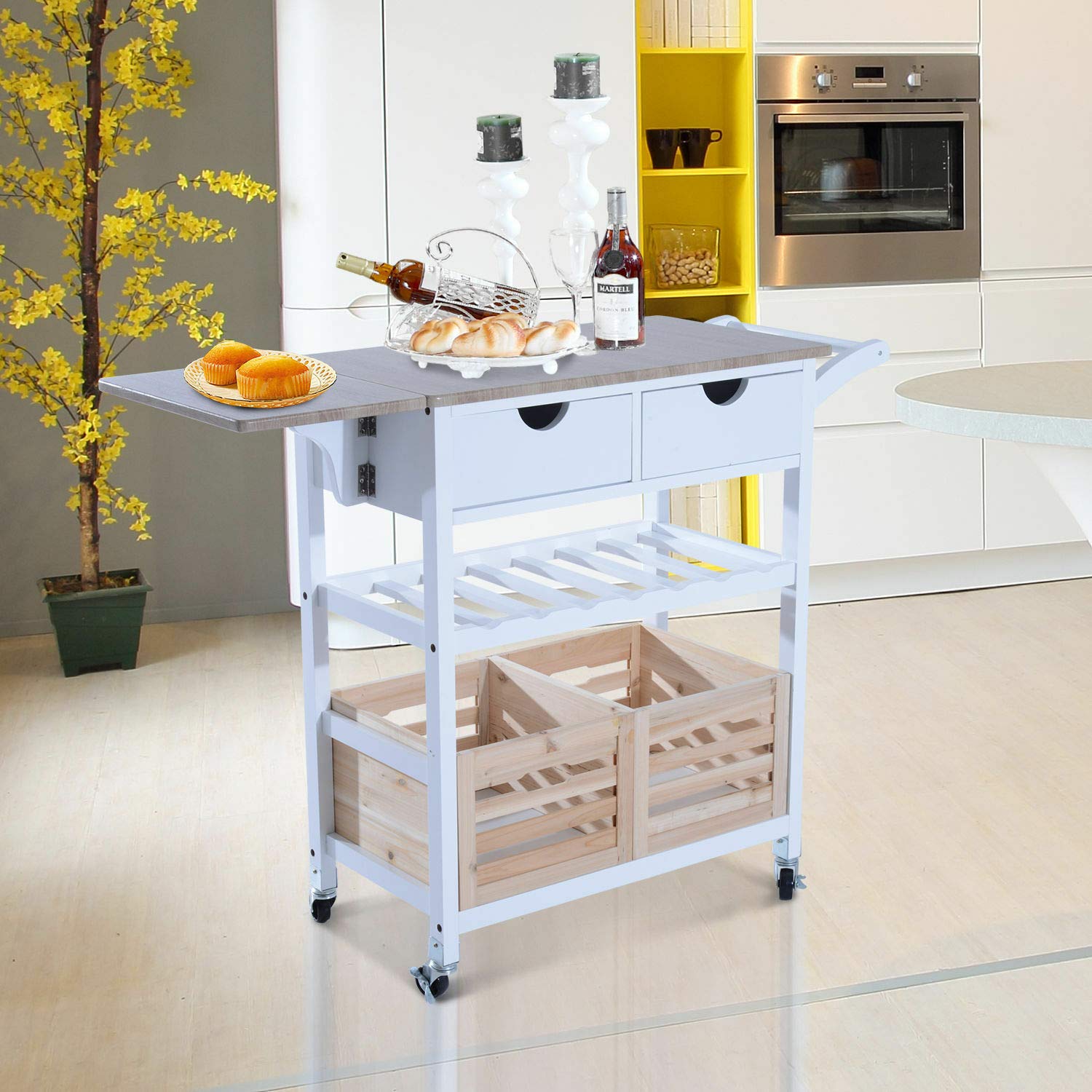 Amazon Com Heavens Tvcz Trolley Cart Island Folding Drop Leaf