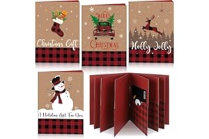 SERELIY 4 Sets Christmas Gift Card Book, Holiday Gift Money Card Holder Book, Merry Christmas Greeting Cards Organizer for Family, Friends, Teacher