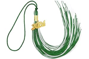 AOUETNAY 2024 Graduation Tassel, Green and White Tassel for Graduation Cap with 2024 Year Gold Charm for Graduation Ceremony Tassel Accessories