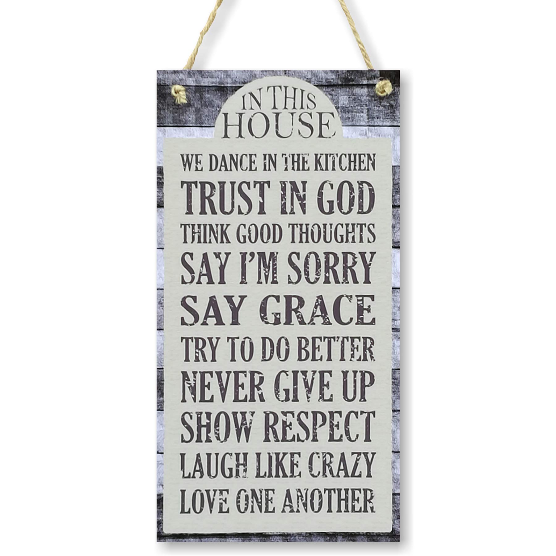 CARISPIBET In this house beliefs & religion faith home values living room decorative sign wall ornament 12" x 6"