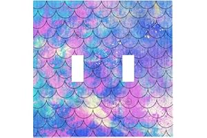 Yamxbfa Ocean Pastel Retro Mermaid Core 2 Gang Light Switch Plate Cover Double Toggle Wall Plate Decorative Switchplate Electrical Faceplate for Nursery Kidsroom Bedroom Decor
