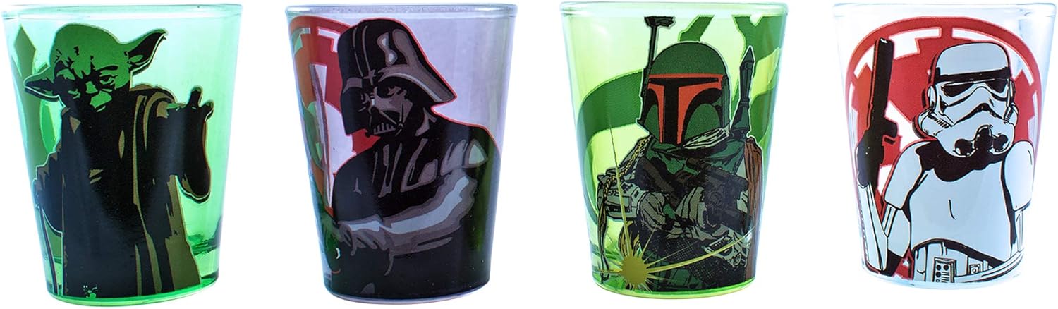 Silver Buffalo Star Wars Character Fight Mini Glass Set, 4-Pack