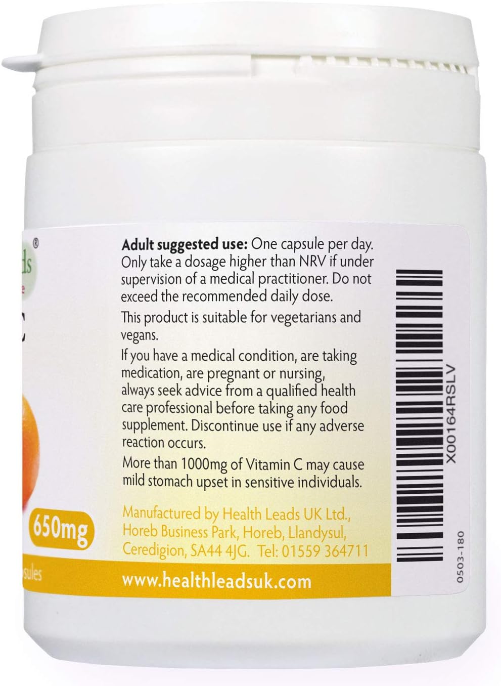 Pure Vitamin C 650mg Capsules, Ascorbic Acid, Unbuffered & Non-GMO, Suitable or Vegetarians & Vegans - Image 4