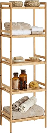 SONGMICS 5-Tier Bamboo Storage Rack 31.5 x 45 x 142 cm Natural BCB075N01 view 1