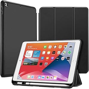 ESR Case for iPad 8th/7th Gen with Pencil Holder [Trifold Viewing Stand] [Auto Sleep/Wake Cover] Rebound Series – Black