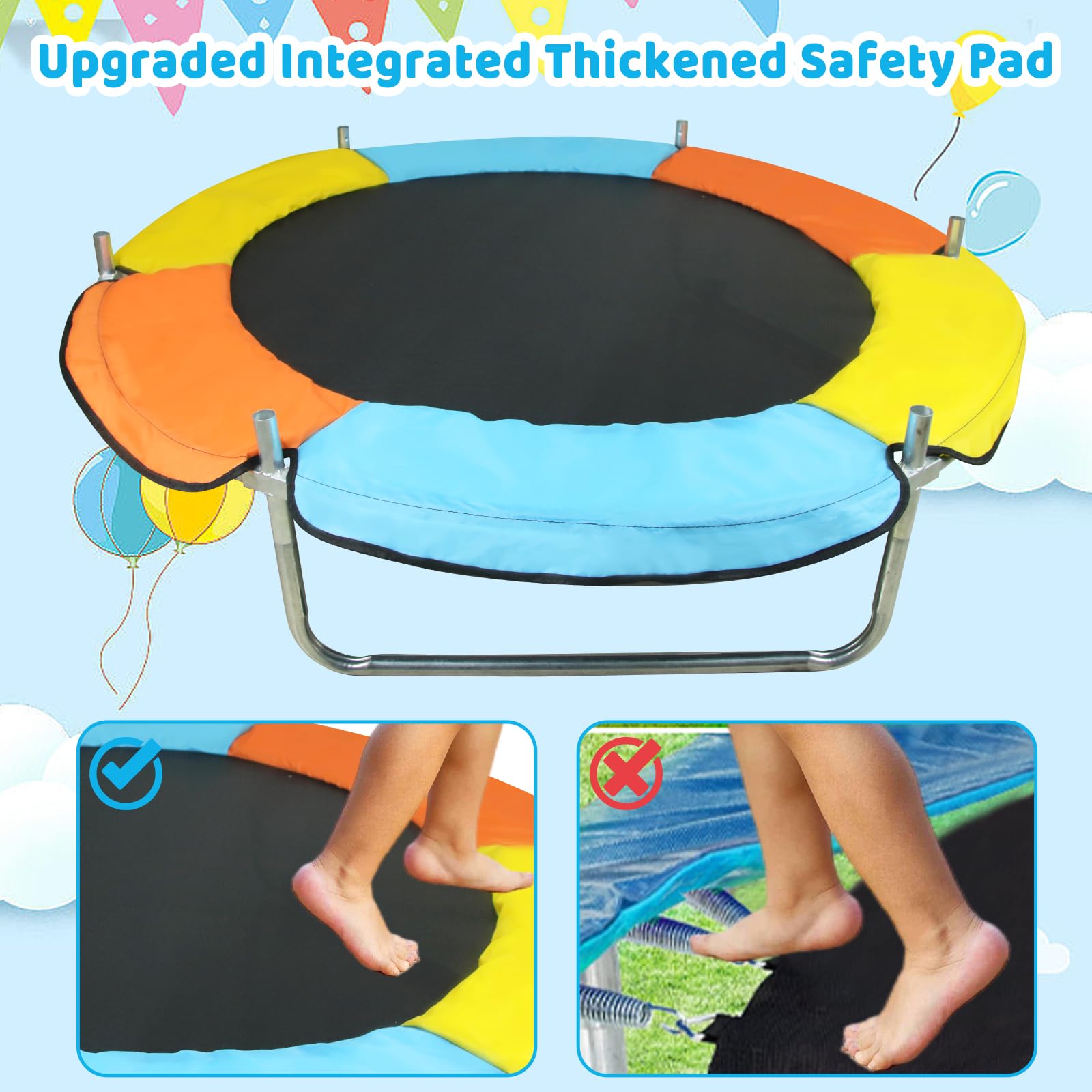 Toddler Trampoline for Kids Ages 1-8, 55'' Small Trampoline with Safety Enclosure Net & Adjustable Gymnastics Bar, Indoor & Outdoor Baby Mini Trampolines, Birthday Gifts for Children & Boys & Girls