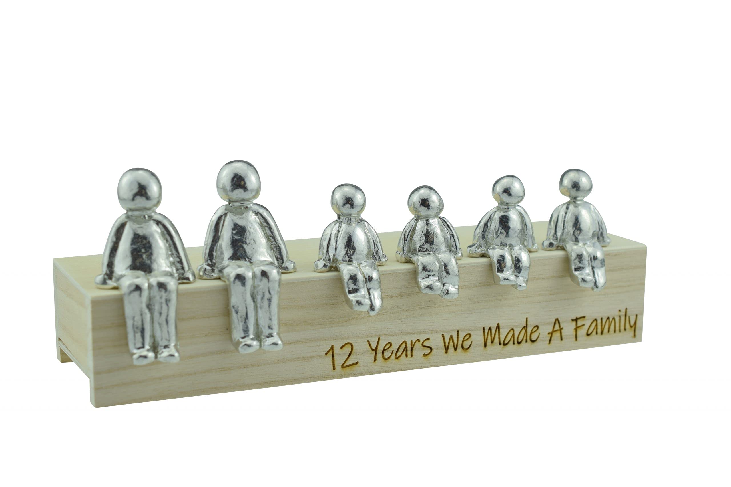 Pirantin 12th Anniversary Idea - 12 Years We Made A Family Metal Ornament - Choose Your Family Combination Box & Woodgrain May Vary(4 Children)