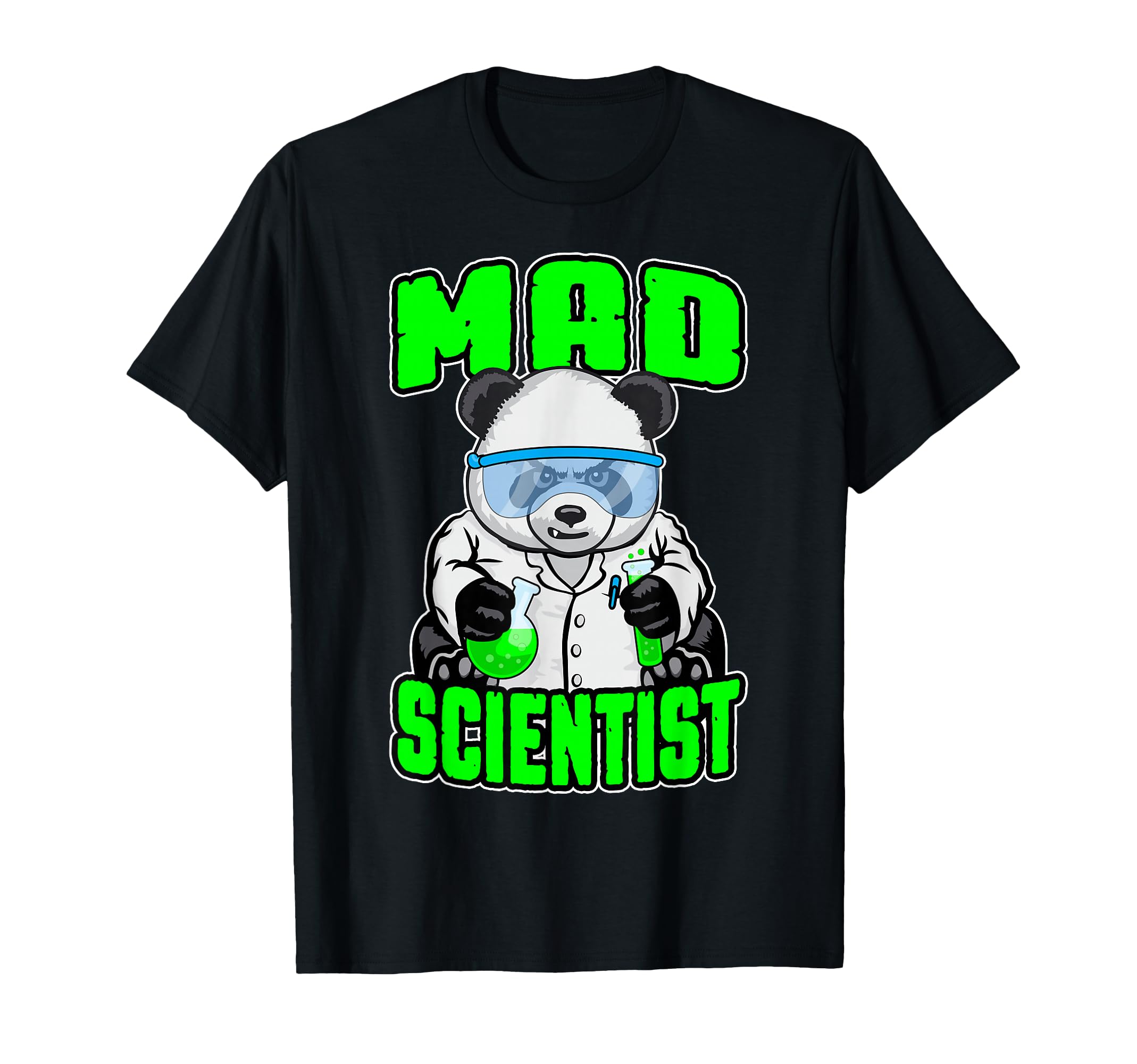 Mad Scientist Panda Bear Funny Animal STEM Science Geek T-Shirt