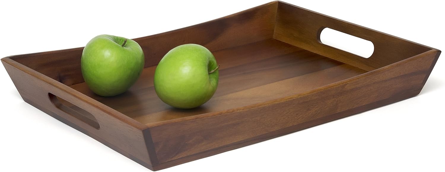 Lipper International Acacia Curved Serving Tray, 19.88" x 14" x 2.5": Kitchen & Dining