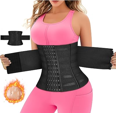Fajas Reductoras Mujer, Deportiva de Fitness Waist Trainer, Adelgazante Deporte Cintura Entrenador Ajustable, Lumbar Fajas Reductoras Abdomen para Mujer y Hombre Negro (L)