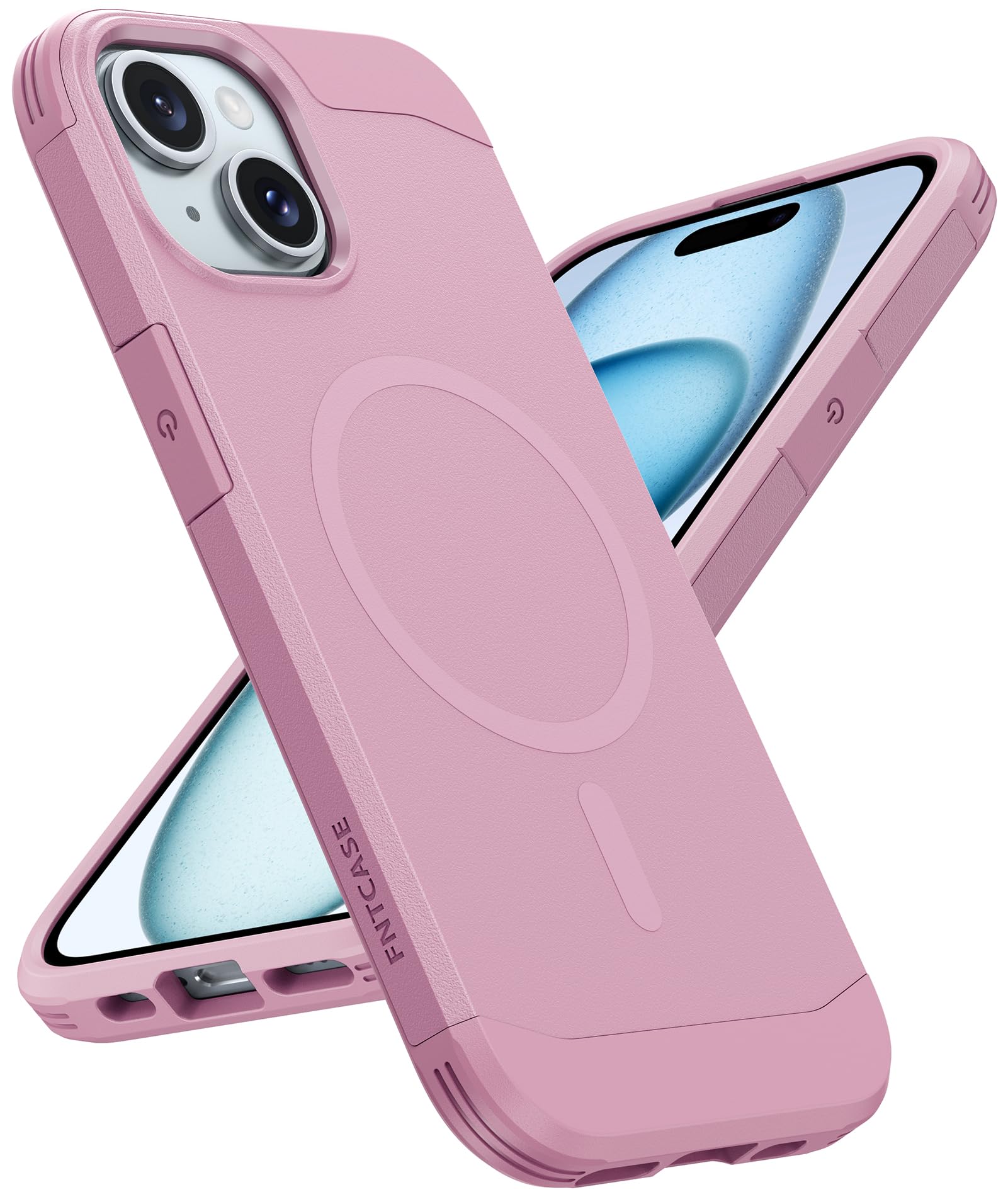 FNTCASE for iPhone 15 Magnet Case: iPhone 14 Magnetic Dual Layer Military Grade Drop Shockproof Protection Cell Phone Cover - Rugged Durable Heavy Duty Protective Bumper Tough(Pink)