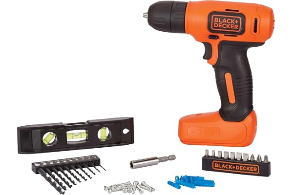 BLACK+DECKER 8V MAX* Cordless Drill + 43 pc. Home Decor Project Kit (BDCD8HDPK)