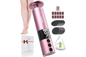 DAQVQ Electric Foot Callus Remover, 2-in-1 Electric Foot Filer/Nail Filer, Cordless Professional Foot File w/Digital Screen,9 Adjustable Speeds,F/R &Battery-Display Pedicure Foot File Kit-Flashpink