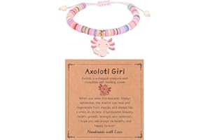 Axolotl Bracelet, Adjustable Axolotl Jewelry with Card Kawaii Animal Stretchy Bracelet Gift Toys Stuff Stuffy for Girls Daugh