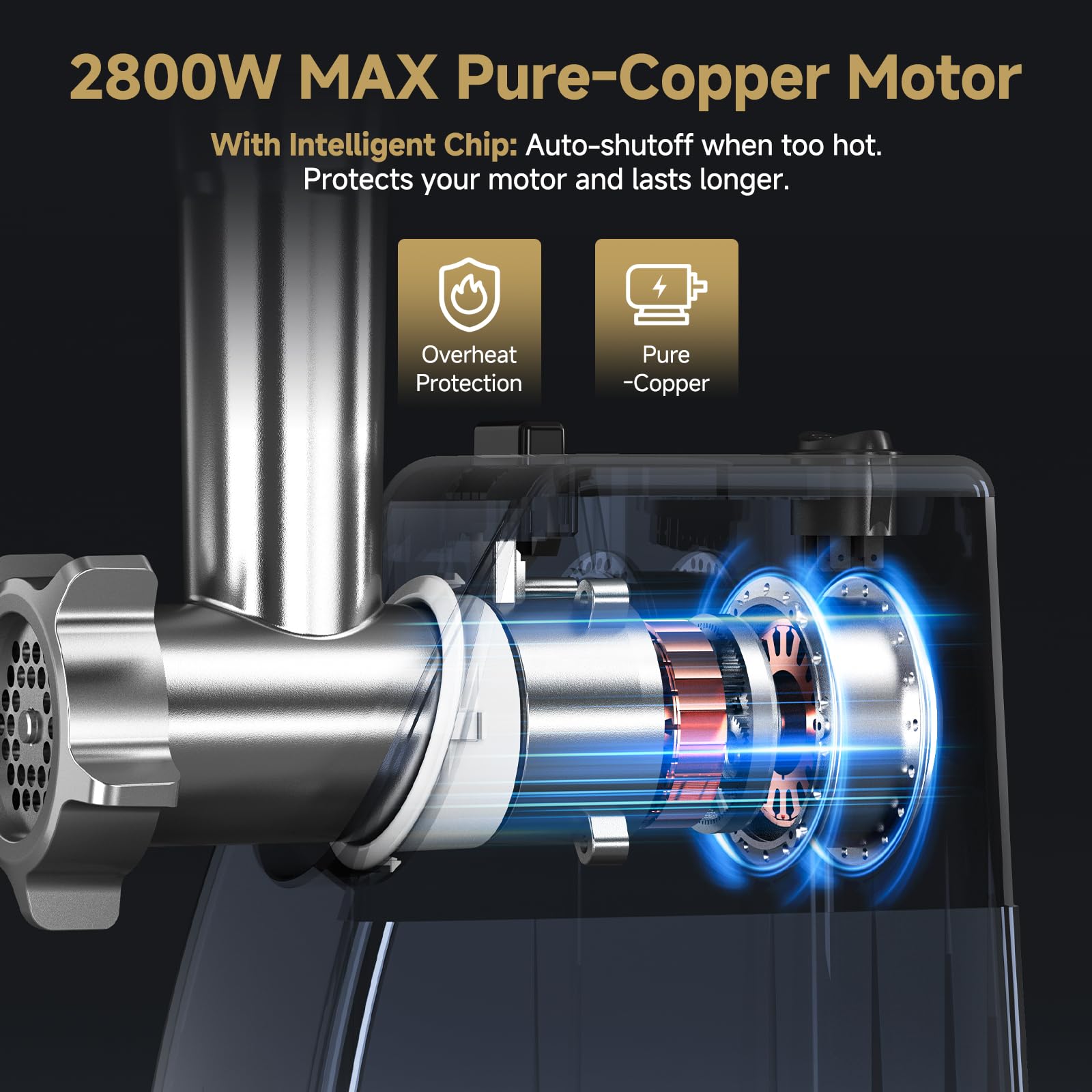 AMZCHEF Electric Meat Grinder,Sausage Stuffer Maker With Blades,3 Plates, Sausage Tube & Kubbe Kit for Home & Kitchen Using