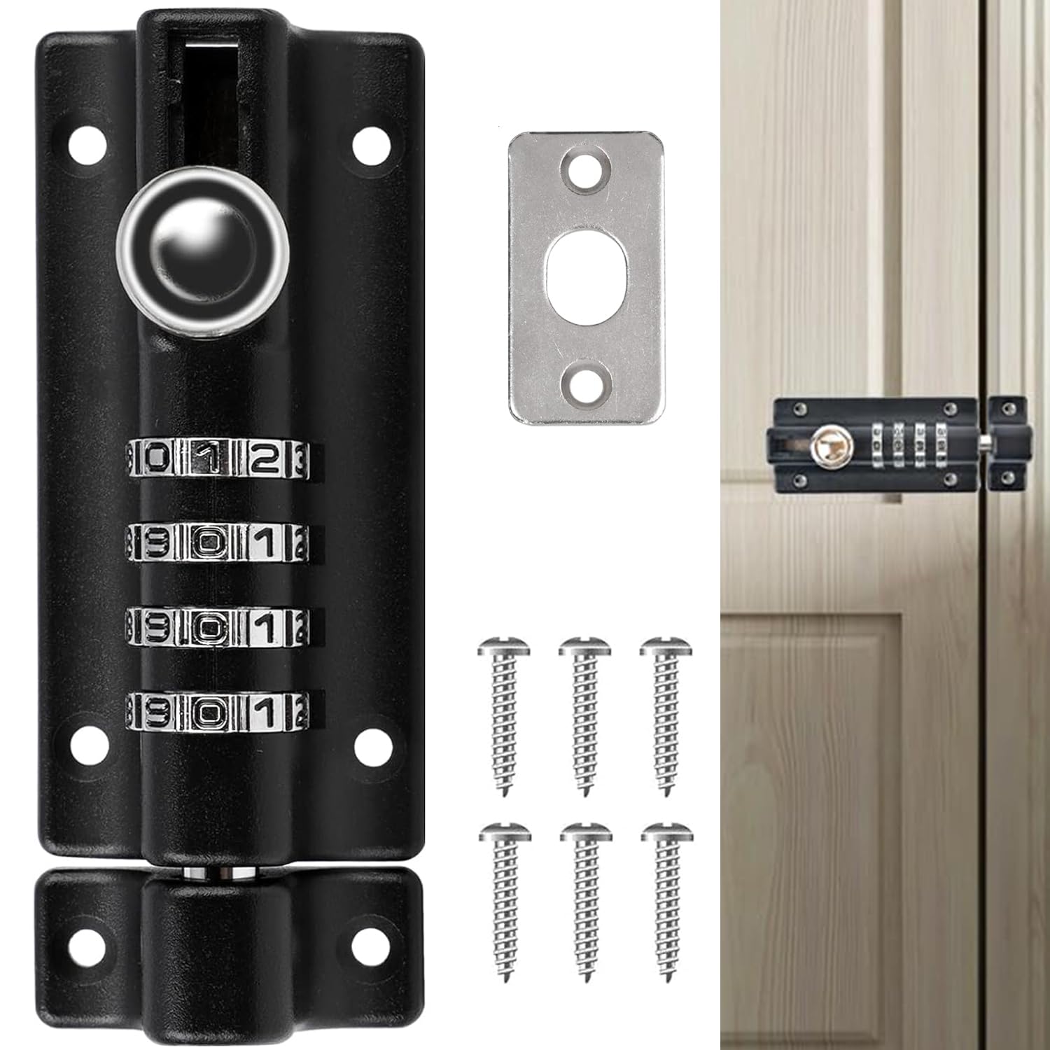 Digit Combination Locking Bolt,Combination Locking Bolt 4 Digit Sliding Lockable 120mm Stainless Steel Silded Garden Gate Latch for Wooden Gates,Sliding Lockable Padbolt Waterproof