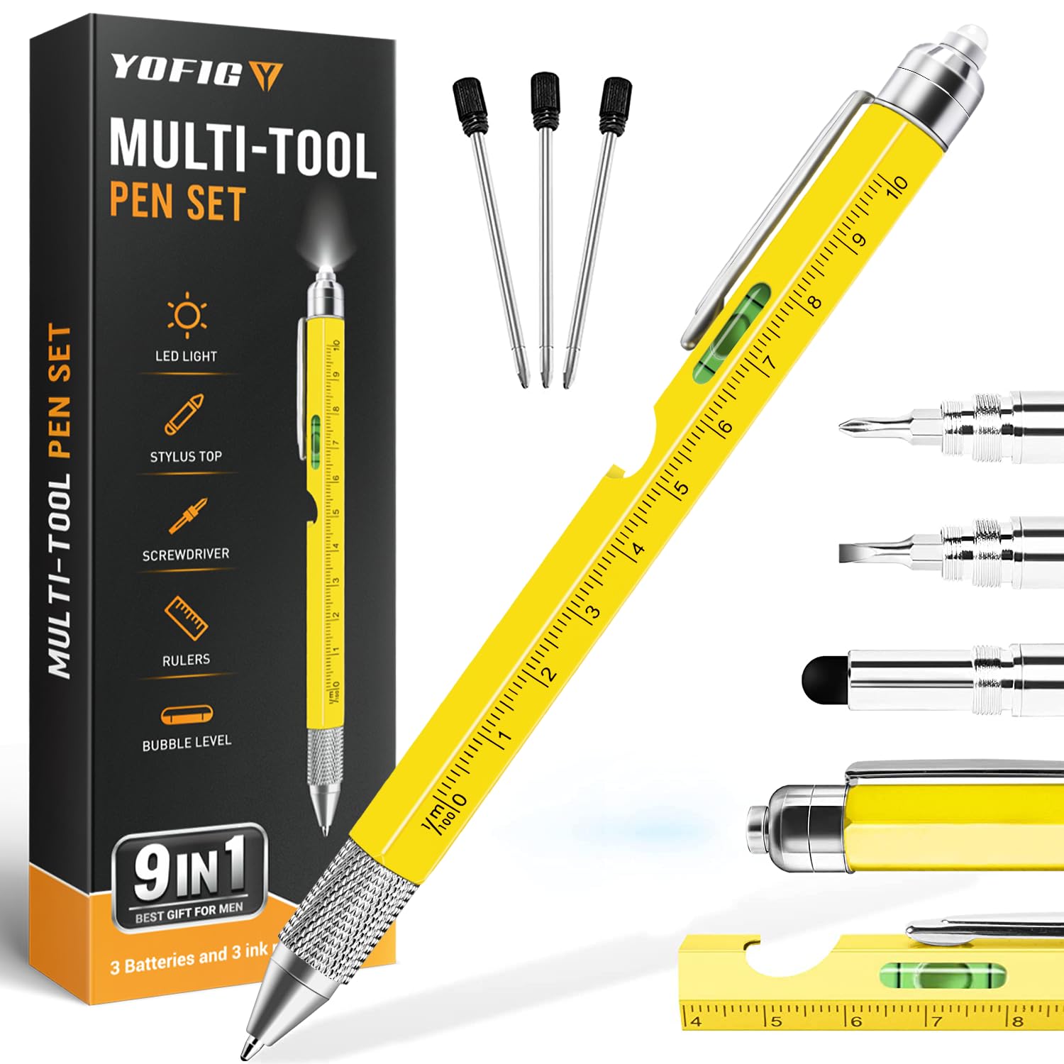 YOFIG Father's Day Gifts, Gifts for Men, 9 in 1 Multi Tool Pen Gadgets for Men, Mens Dad Gift, Father's Day Gift from Daughter/Son, Stocking Fillers