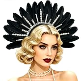 LaVenty Feather Headpiece Rio Carnival Accessories Showgirl Headdress | Feather Headpiece 1920s Carnival Accessories Showgirl Headdress Mardi Gras Festival for Women Flapper Costume Supplies