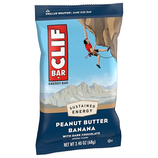 CLIF BAR – PEANUT BUTTER BANANA WITH DARK CHOCOLATE FLAVOR – MADE WITH ORGANIC OATS – 10G PROTEIN – NON-GMO – PLANT BASED – ENERGY BAR – 2.4 OZ.