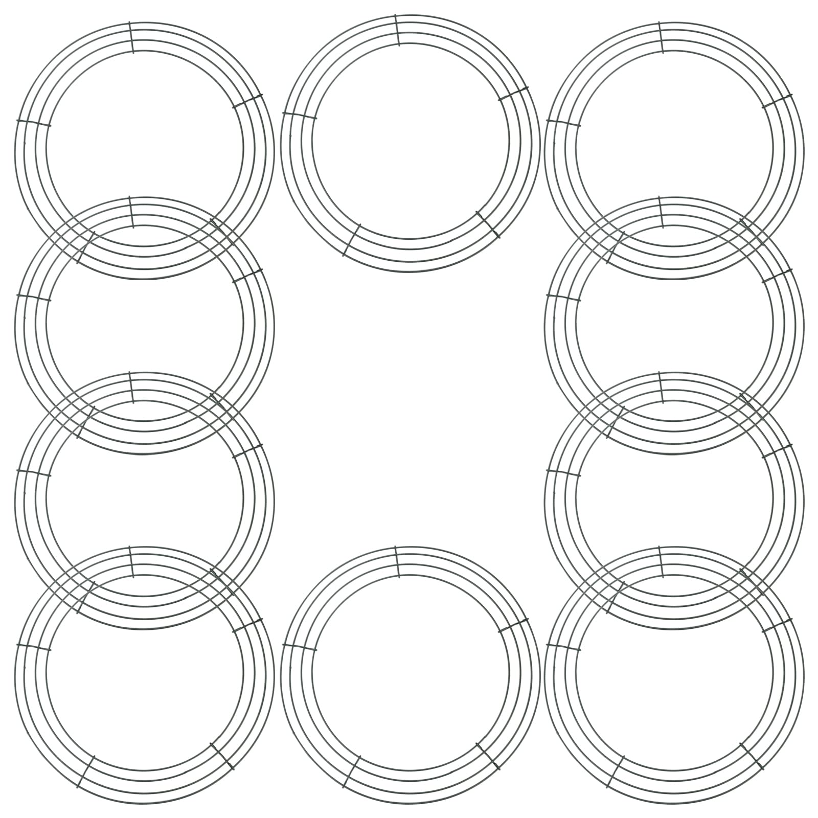 JOIKIT 10 Pack 12 Inch Metal Wire Wreath Frame, 30cm Green Wire Wreath Rings for Wedding Decorations