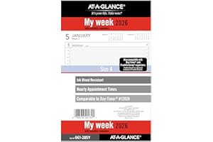 AT-A-GLANCE 2026 Planner Refill, Weekly, 5-1/2" x 8-1/2", Desk Size 4, Loose-Leaf (061-285Y-26)