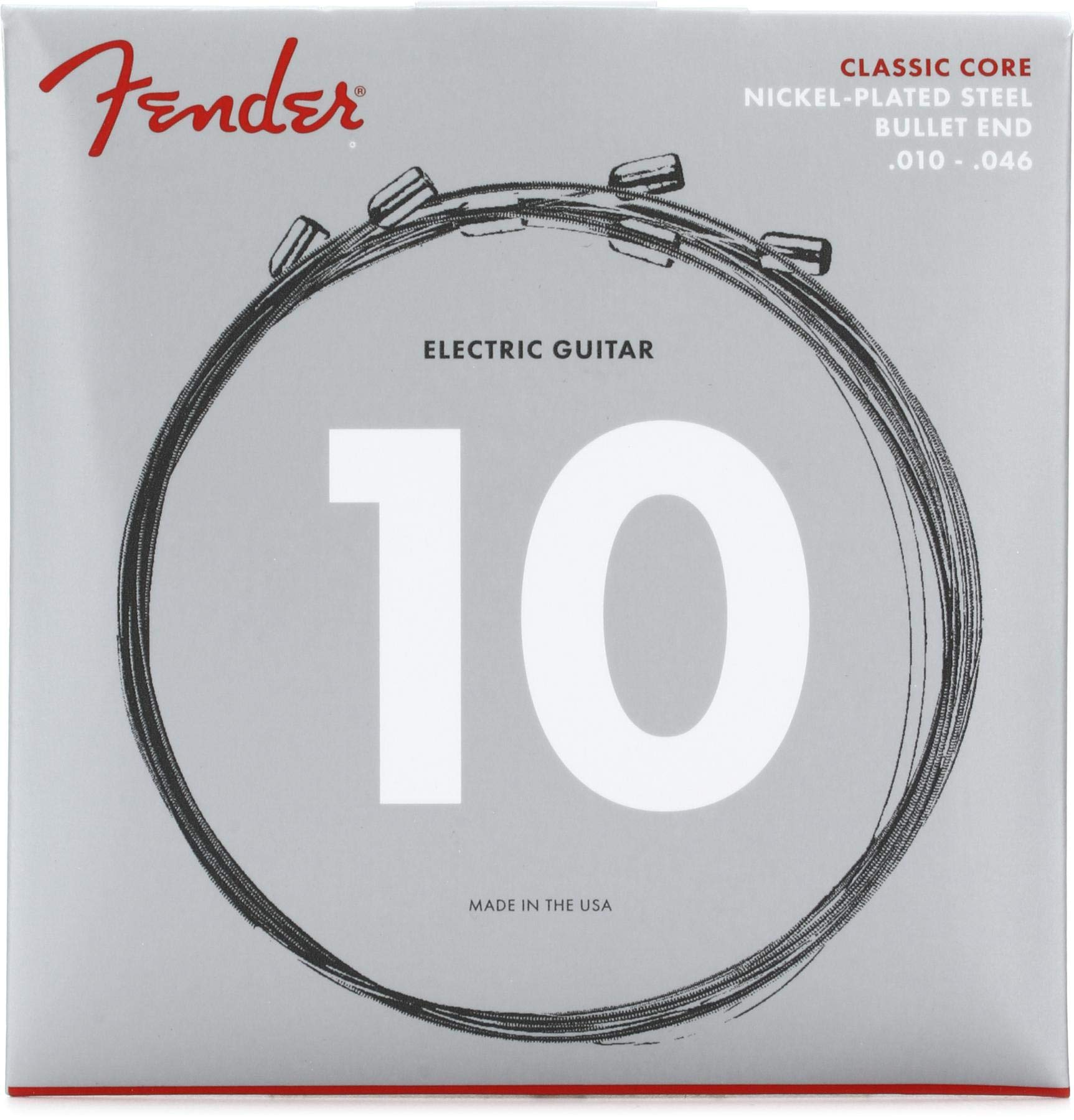Fender Classic Core Electric Guitar Strings, 3255L, Nickel Plated Steel, Bullet Ends (.010-.046)