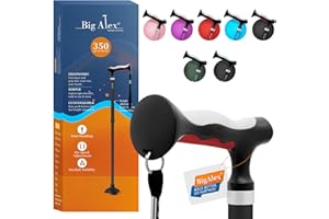 BigAlex Lightweight Adjustable Walking Cane for Seniors: Foldable Collapsible Stick with Soft TPR Handle and Non-Slip Base - 
