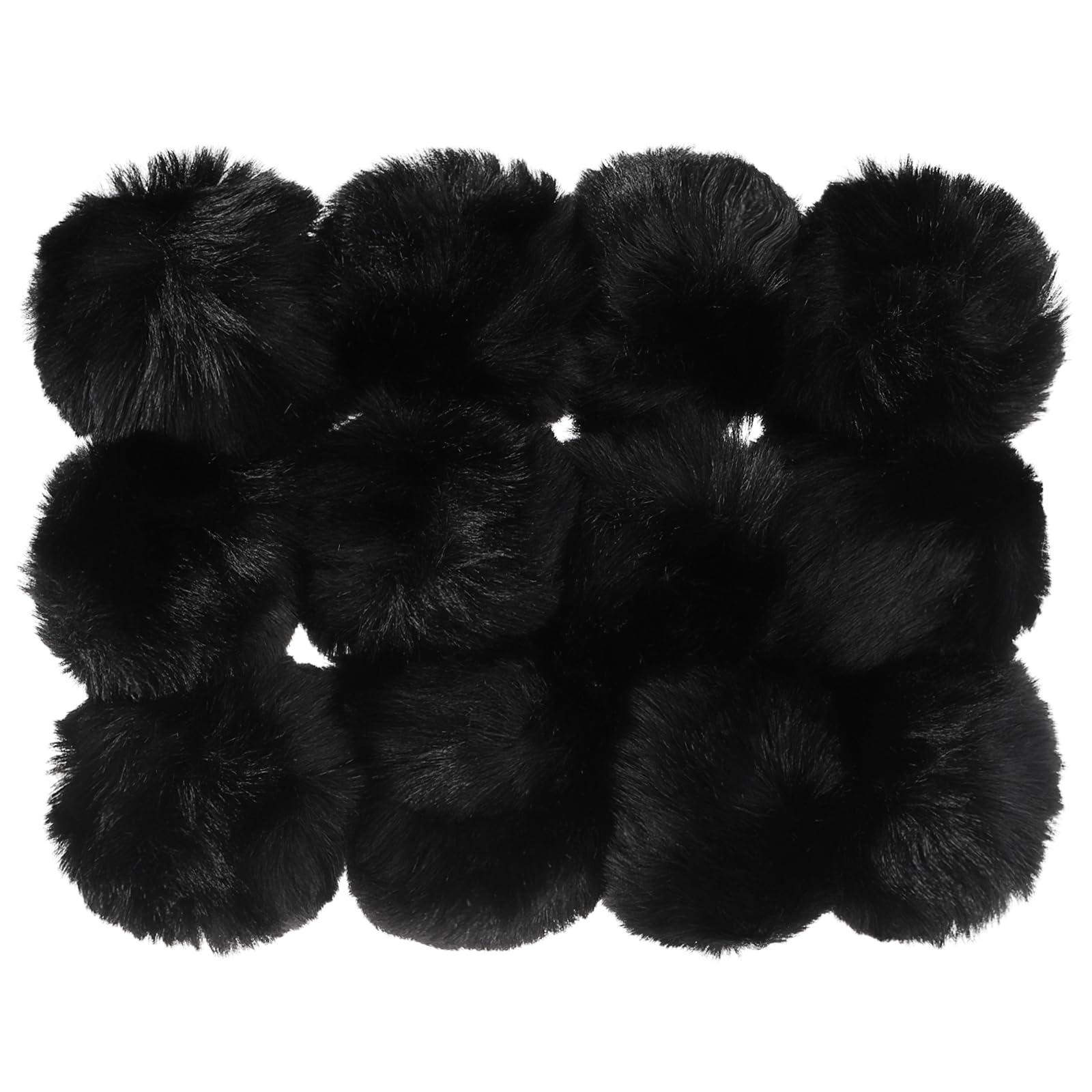 PATIKIL Faux Fur Pom Poms for Hats, 12 Pcs Fluffy Soft Fur Poms Balls for Keychain Knitting Hats DIY Scarves Gloves Bag Christmas, Black