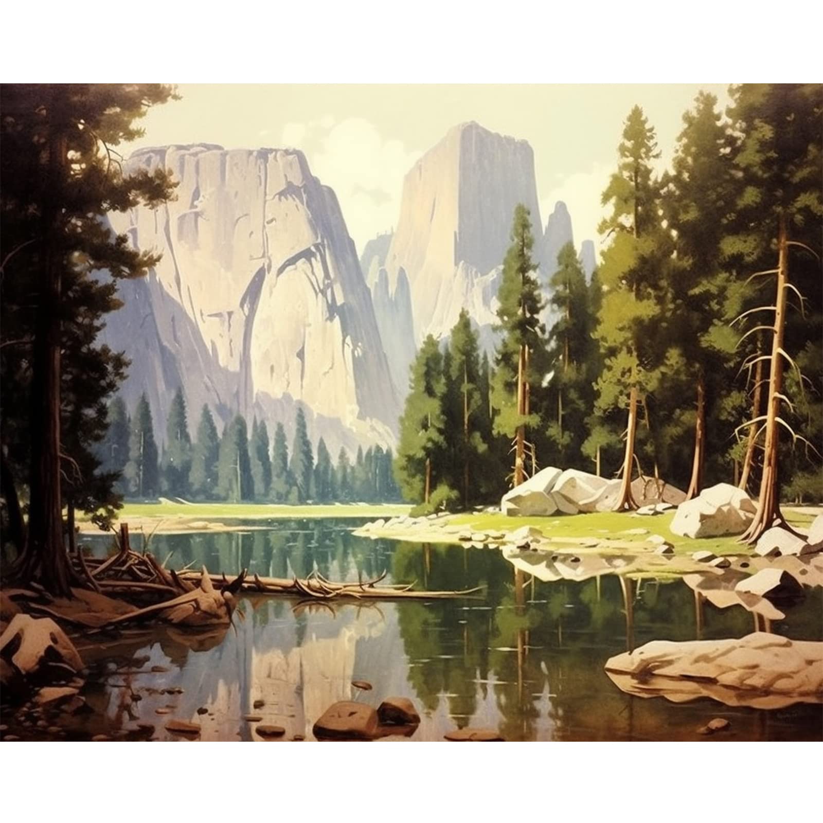 Photo 1 of Acrylic Paint by Numbers for Yosemite National Park, DIY Oil Painting Kit,Natural Landscape Canvas 16x20inch