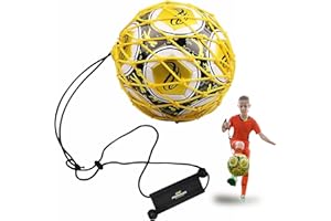 PodiuMax Handle Solo Soccer Kick Trainer with New Ball Locked Net Design, Soccer Ball Bungee Elastic Training Juggling Net (F