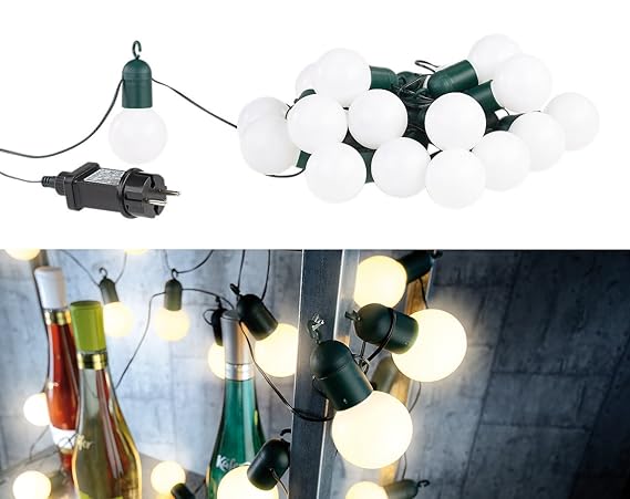 Lunartec Lichterkette Outdoor: LED-Lichterkette mit 20 Lämpchen, 1,2 Watt, warmweiß, 475 cm, IP44 (Lichterketten aussen)