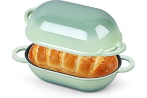 Homikit Enameled Cast Iron Dutch Oven for Bread Baking, 2.8 QT Oval Bread Oven Pot with Lid, Sourdough Loaf Iron Dutch Oven P