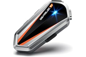 GEARELEC Motorcycle Bluetooth Headset V5.3BT【Maximum Volume Speaker】【3 EQ-HiFi Stereo】, Motorcycle Helmet Bluetooth with CVC&DSP Noise Reduction，Motorcycle Accessories with Soft/Hard Mic/850mAh-Silver
