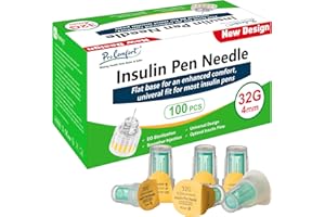 Pro Comfort 32G 4mm (5/32") Insulin Pen Needles, Flat-seat Base for Comfort,100 Count Diabetic Needles for Injections, Universal Fit, Compatible with Most Pen Injector Device, Sterile