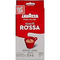 Lavazza Qualita Rossa Ground Coffee Blend Bag, Espresso Medium Roast, 250g Brick - Perfect for Coffee, Lattes, Cappuccino, an