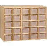 Contender 25 Cubbies Tray Cabinet, Kids Toy Storage Organizer, 100% Birch Plywood Cabinet for Kindergarten, Homeschool, Preschool Art and Craft Supplies