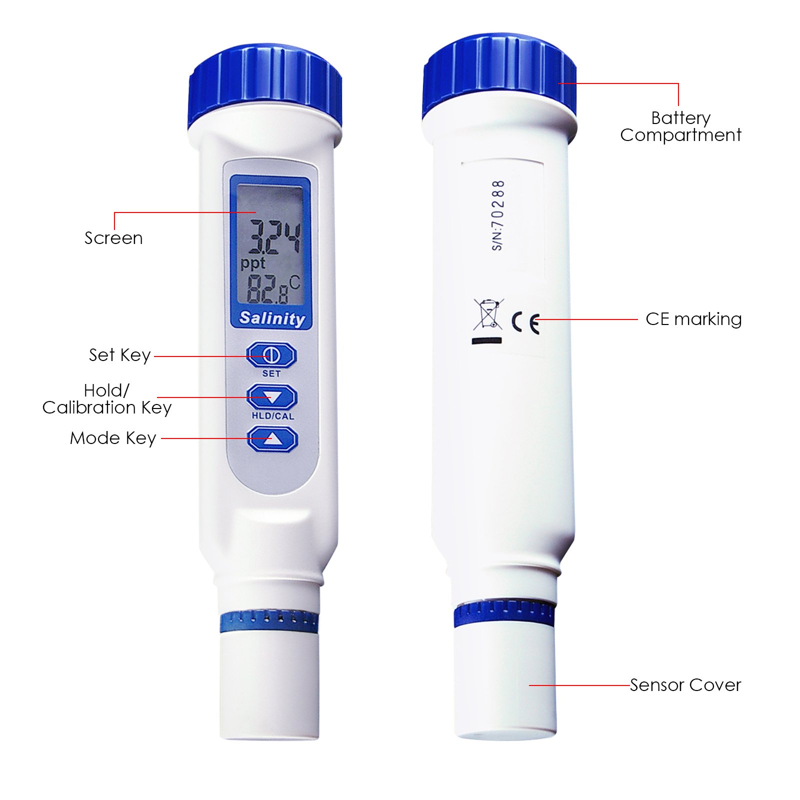 TEKCOPLUS Digital Salinity Salt Water Quality Meter Tester Checker