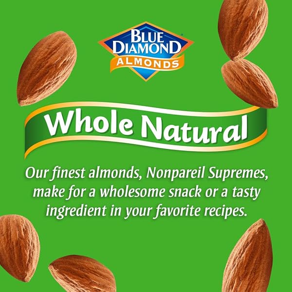BLUE DIAMOND ALMONDS, WHOLE NATURAL FLAVORED SNACK NUTS, SINGLE SERVE BAGS (1.5 OZ. TUBES, PACK OF 12)