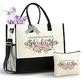 InnoBeta Sister in Christ Gifts for Women, Sister in Christ Canva Tote Bag with Top Zipper Closure and Shoulder Strap for Birthday, Mother's Day, Christmas