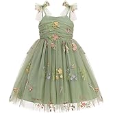 IBTOM CASTLE Toddler Baby Girl Birthday Dress Floral Sequin Tulle Tutu Dresses for Pageant Party Cake Smash Photoshoot