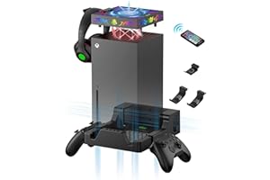 Wall Mount for Xbox Series X - Narati Wall Mount Kit with Cooling Fan for Xbox Series X - 2 Controller Holder & Headphone Hook - Remote Control and Strong Nylon Material - Mount XSX Facing Front