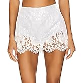 Piacakece Women Y2K Satin Silk Lace Mini Skirt Low Rise Half Slip Skorts Solid Color Flowy Short Skirt with Panty Lining
