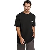 SKPRO Men's T-Shirt, Black Oversized T Shirts for Men, Crew Neck Work Shirt - Loose Fit Pocket T Shirts, Soft Casual Tee