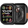 amBand 3 in 1 Metal Case Compatible with Apple Watch Series SE/SE2 6/5/4 44mm, W1 Protector Rugged Bumper with Watch Crown + Back Cover, Black