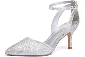mysoft Women's Pumps Shoes Pointed Toe Kitten Low Heels Stiletto Ankle Strap Closed Toe Wedding Party Dress Sandals
