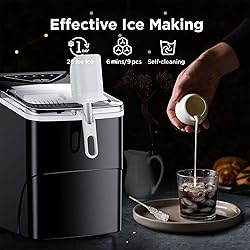 Silonn Countertop Ice Maker, 9 Ice Cubes in 6
