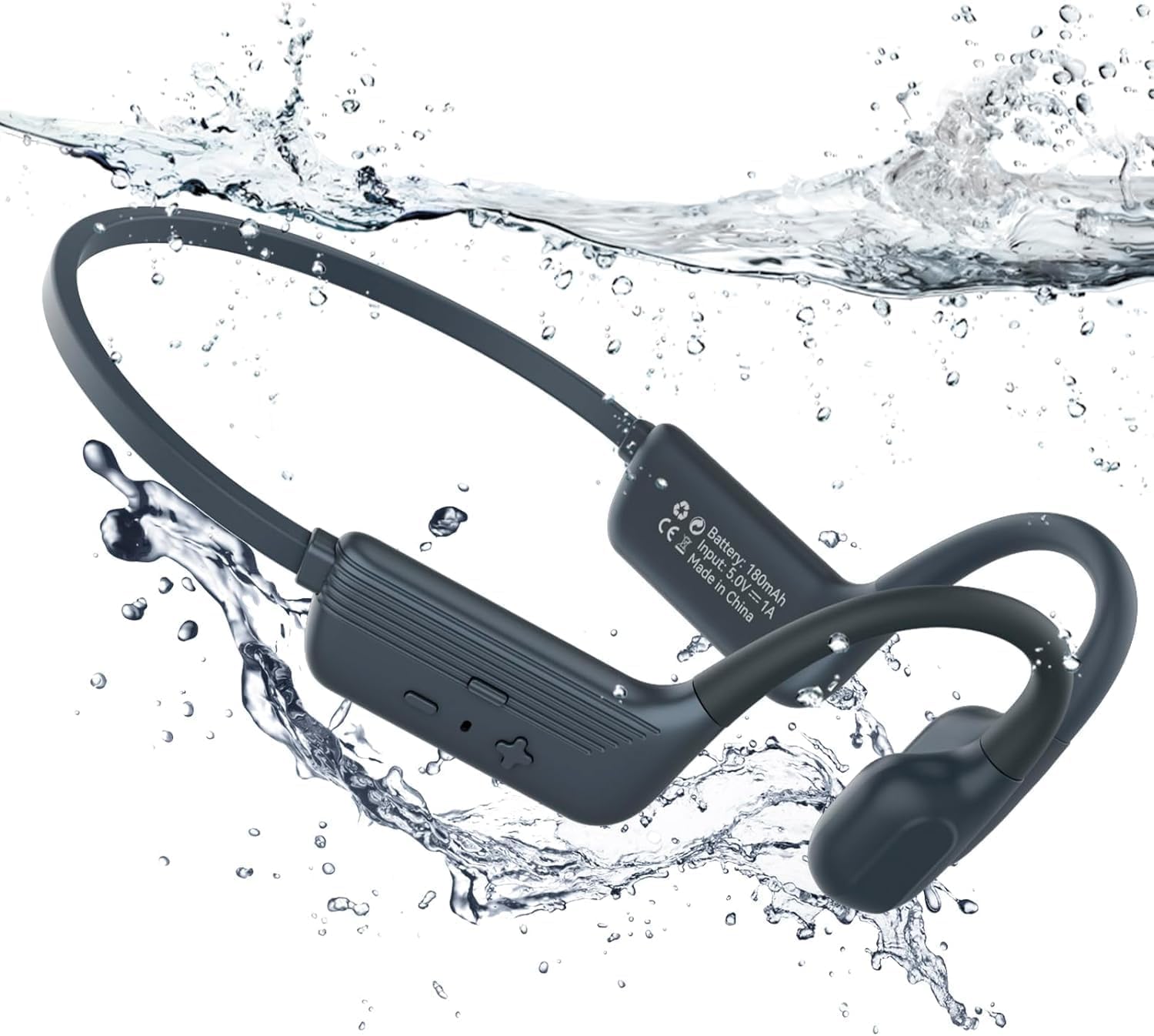 Monodeal Swimming Headphone, Open-Ear Bone Conduction Headphone IP68 Waterproof Bluetooth 5.4, Waterproof Headphones Swimming with 8GB MP3 Player Memory